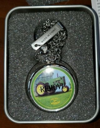 John Deere Pocket Watch In Commemorative Tin.  Distributed By Avon (2003).