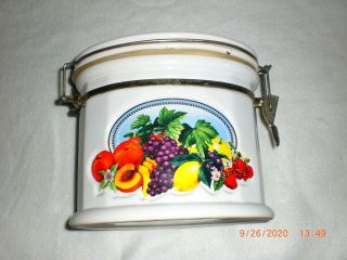 Knotts Berry Farm Ceramic Fruit Design Locking & Sealing Canister Cookie Jar