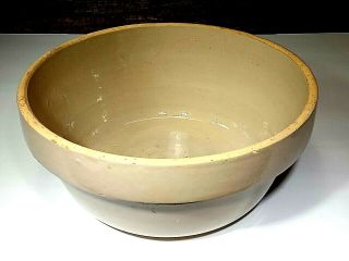 Vintage Antique Beige Glazed Stoneware Pottery Mixing Bowl 10 "