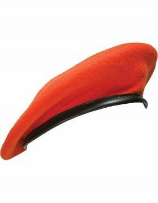 Beret (bt - E12/05) Orange With Leather Sweatband Size 7 " (lined)