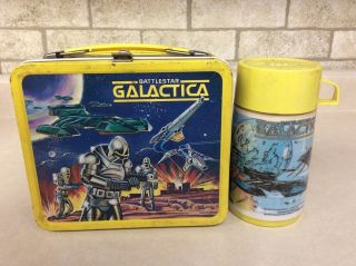 Vintage 1978 Battle Star Galactica Metal Lunchbox By Aladdin