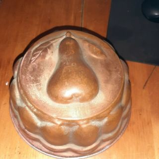 Antique Pear Copper & Tin Jello Cake Mold - Handmade Circa 1900 Victorian