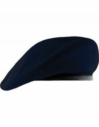 Beret (bt - P04/06) Navy With Leather Pre Shaped Size 7 1/8 " (unlined)