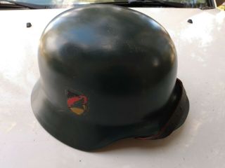 Post Ww2 West German Bundeswehr Size 64 Helmet With Liner And Chinstrap