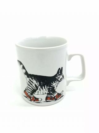 B Kliban Red Sneaker Black White Cat Coffee Mug Kiln Craft England Vintage Euc