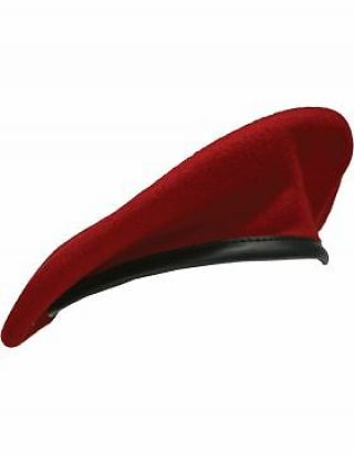 Beret (bt - E05/05) Dark Red With Leather Sweatband Size 7 " (lined)