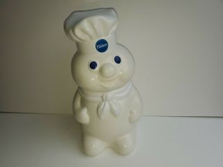 Vintage Pillsbury Doughboy White Ceramic Cookie Jar.  1988 Poppin Fresh 12 " Tall