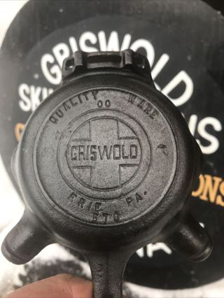 Vintage/Antique Griswold 570 Cast Iron 00 ASHTRAY Skillet/Frying Pan Erie PA NR 2