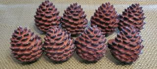 Set Of 8 Metal Rustic Pine Cone Napkin Rings Heavy