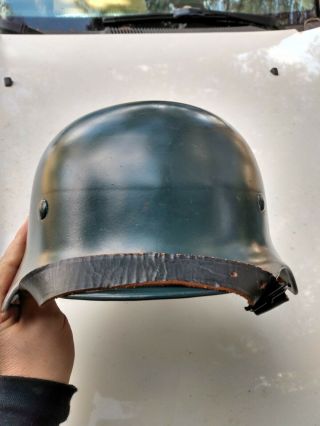 Post WW2 West German Bundeswehr helmet with liner and chinstrap 2