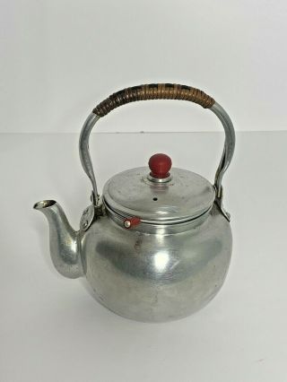 Vintage Lucky Aluminum Tea Kettle Style Grease Pot With Infuser Strainer Japan