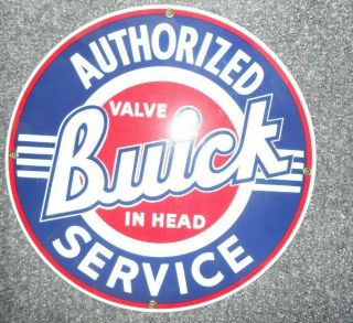 Vintage Buick Authorized Service Porcelain Enamel Sign Ande Rooney 11 1/4 "