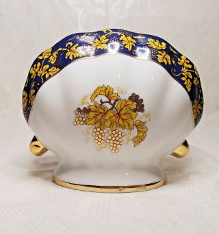 Rare Vtg Calsbads Fine Porcelain Shell Shape Napkin Holder Mail Holder Blue Gold