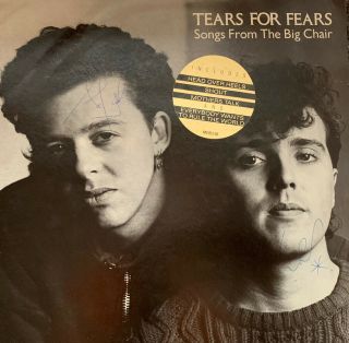 Signed Tears For Fears Songs From The Big Chair Lp 1980’s Pressing