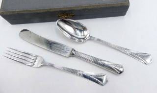 Antique Marked Wmf Germany Stainless Steel 3 Piece Set W Box