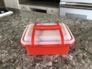 Vintage Tupperware Pak - N - Carry Red Lunch Box - Complete Set