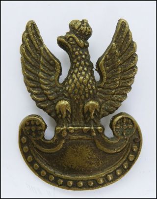39x26 Pre - Ww2 Scarce Metal Polish Eagle Cap Badge Emblem Poland Army Orzel Polsk