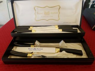 Vintage Regent Sheffield Carving Knife Set England,  With Case And Steak Knives