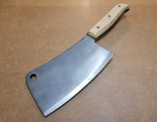 Rare Antique Meat Cleaver Kitchen Butcher Knife Farm Tool 3/16 " Steel ☆usa