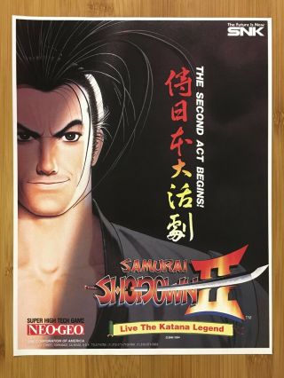 Samurai Showdown Ii 2 Neo Geo 1993 Print Ad/poster Official Snk Game Art Rare