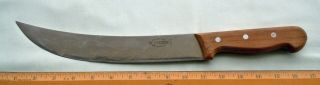 Old F.  Dick Made In Germany 10 " Cimiter Butcher Knife Wood Handle 1253 - 10