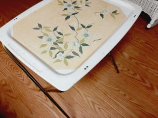 Vintage Retro Folding Fiberglass Floral TV Tray Table with Mica 2