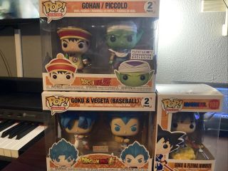 Funko Pop Dragon Ball Z Gohan & Piccolo,  Baseball Goku/vegeta,  Young Goku.