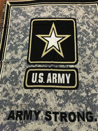 United States U.  S.  Army Strong camo camoflage Cotton Woven Afghan Blanket RARE 2