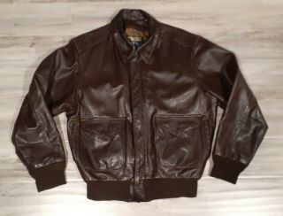 Vintage Us.  Wings A - 2 Military Brown Leather Flight Jacket Mens Size L Near