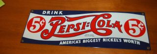Vintage 1991 Ande Rooney " Pepsi Cola " Porcelain Enamel Advertising Sign W/label