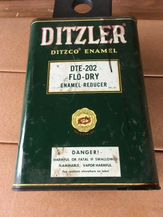 Vintage Ditzler Enamel Reducer Can Car Paint Advertising Automotive 1 Gallon