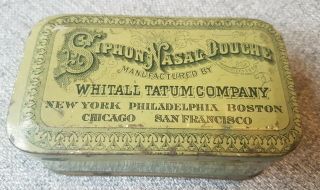 C 1900 Whitall Tatum Siphon Nasal Douche Tin,  Apothecary,  Medical
