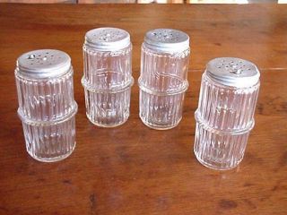 4 Antique Hoosier Cabinet Ribbed Spice Jars With Lids With Holes - 4 - 1/4 "