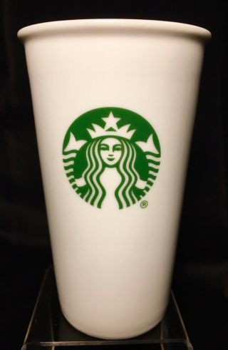 Starbucks White Ceramic Tumbler With Lid 10fl Oz To Go Coffee Cup Travel Mug
