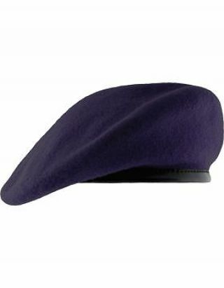 Beret (bt - D20/10) Purple With Leather Sweatband Size 7 5/8 " (unlined)