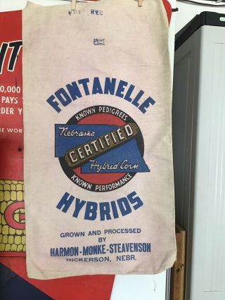Fontanelle  Nebraska Certified Hybrid Corn Cloth Seed Sack Nickerson,  Nebr.
