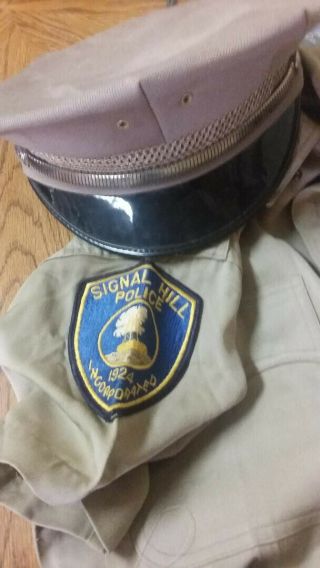 Vintage Signal Hill Police Uniform Cap And Shirt