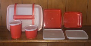 Vintage Complete Tupperware 1254 Paprika Red Pack N Carry Lunch Box