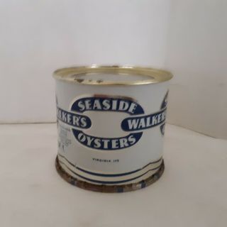 Vintage Oyster Tin Can Seaside Salts J C Walker Exmore Virginia Va 12 Oz