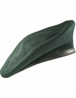 Beret (bt - E08/05) Sf Green With Leather Sweatband Size 7 " (lined)