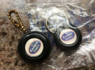 Vtg Cooper Tire Key Chain And Tape Measure With Cooper Tire Key Ring In Pkg
