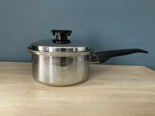 Vtg Flavorite 5 - Ply T304 Stainless Steel 3qt Sauce Pot/pan W/vented Lid