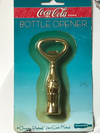 Gold Coca Cola Bottle Opener Chrome Plated Die Cast Metal (in Package)
