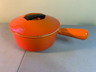 Vintage Cousances Le Creuset Cast Iron Sauce Pan 16 Orange Saucepan Pot