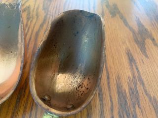 Vintage Copper 3 Piece Measuring Scoop Set Riveted Brass Handles 2oz 3oz 7ounce 3