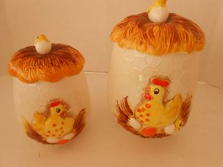 Vintage Sears Roebuck & Co.  Chicken Egg Ceramic Cookie Jar Set Japan