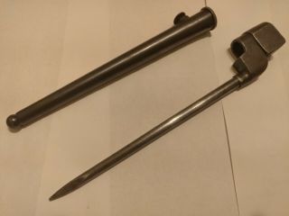 Wwii British Enfield No.  4 Mk Ii Spike Bayonet With Scabbard Marked Vns Trm2