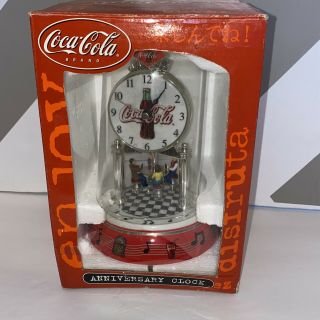 Coca - Cola Anniversary Clock Glass Dome Rotating Pendulum Diner Eating