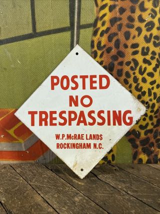 Vintage Posted No Trespassing Sign Farm Ranch Cattle Cow Chicken Feed Seed Bewar
