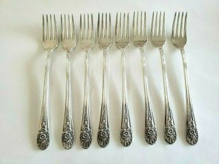 Set Of 8 Jubilee Grille Viande Forks 1953 Wm Rogers Mfg Co Is Silverplate